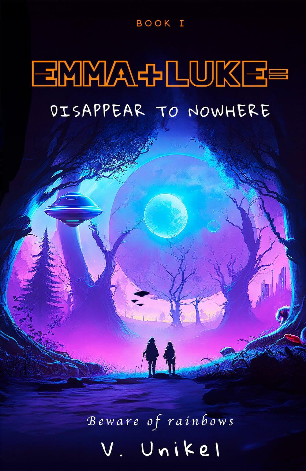 Emma + Luke = Disappear to Nowhere — book cover by Victoria Unikel